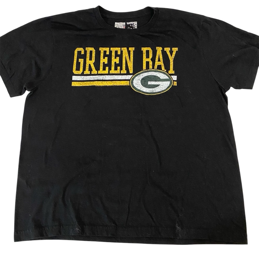 Green Bay Packers NFL Team Apparel Logo Spell Out Tshirt Tee Men’s XL Black